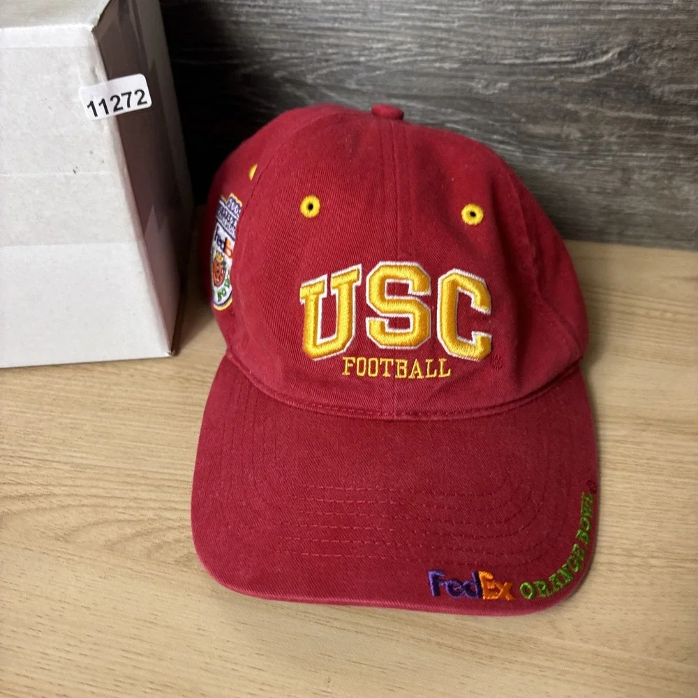 USC Trojans Hat Cap Strap Back Red Yellow NCAA Football FedEx Orange Bowl Mens